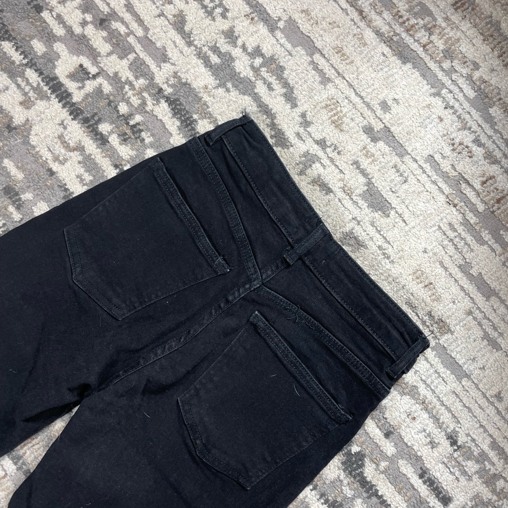 Zara Black Highrise Cropped Raw Hem Straight Leg Jeans Cotton - Picture 9 of 13